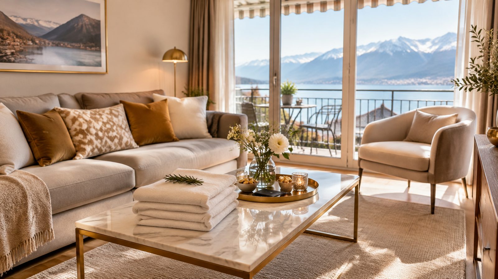 Helle, gepflegte Ferienwohnung mit Seeblick, bereit für neue Gäste
